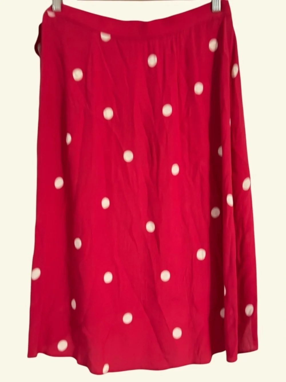 LOFT Red Polka Dot Wrap Skirt Size 6P Petite Tie Waist Midi Flowy
